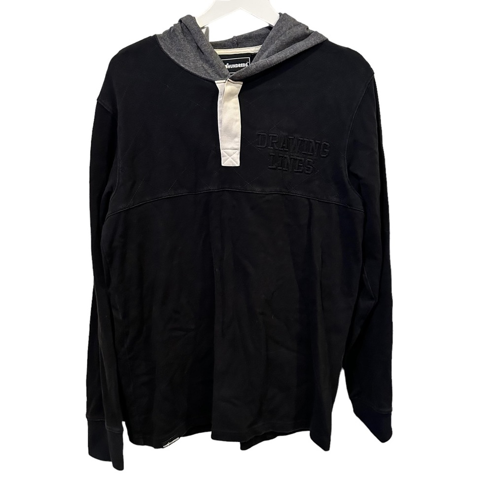 The hundreds drawing lines black gray hoodie‎ long sleeve quarter button up M
